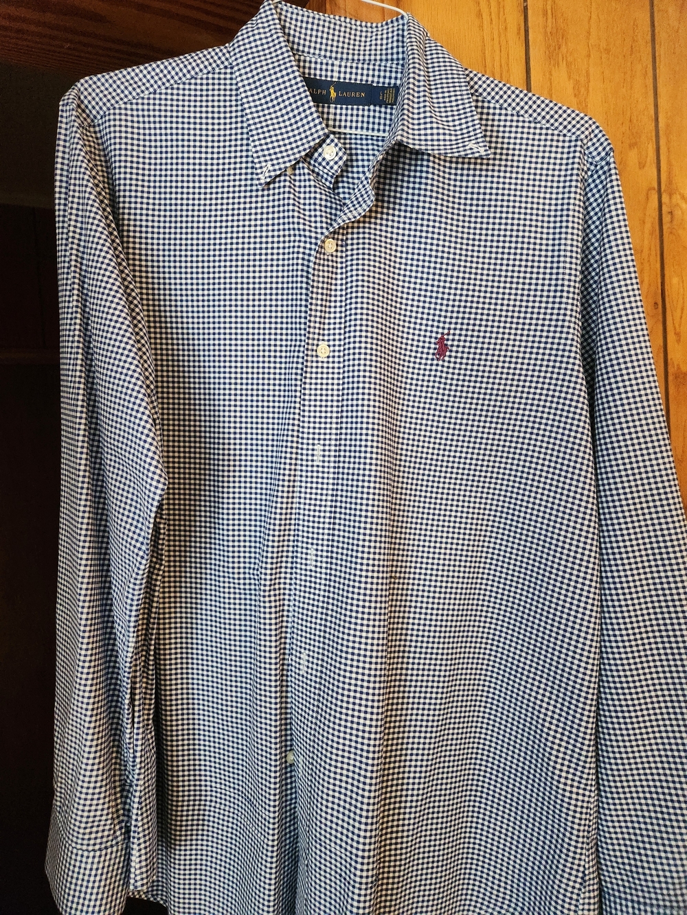 Ralph Lauren Men’s Blue Long Sleeve Gingham Button-Down Shirt Sz Large